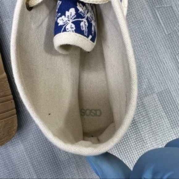 Asos Floral Lace Up Espadrilles Shoes Blue Women Size 9 - Picture 7 of 8